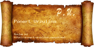 Ponert Urzulina névjegykártya